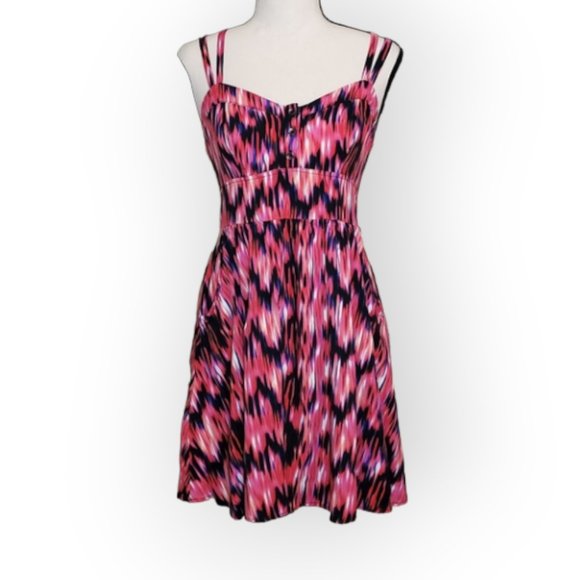 NWT Express Summer Mini Dress Short Pockets CrissCross Smocked Women's Small - Picture 2 of 11